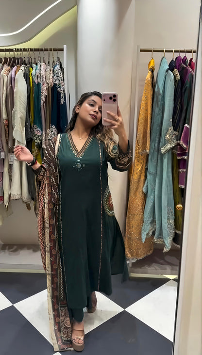 Women’s Embroidered Kurta Pant Set with Dupatta (RD33)