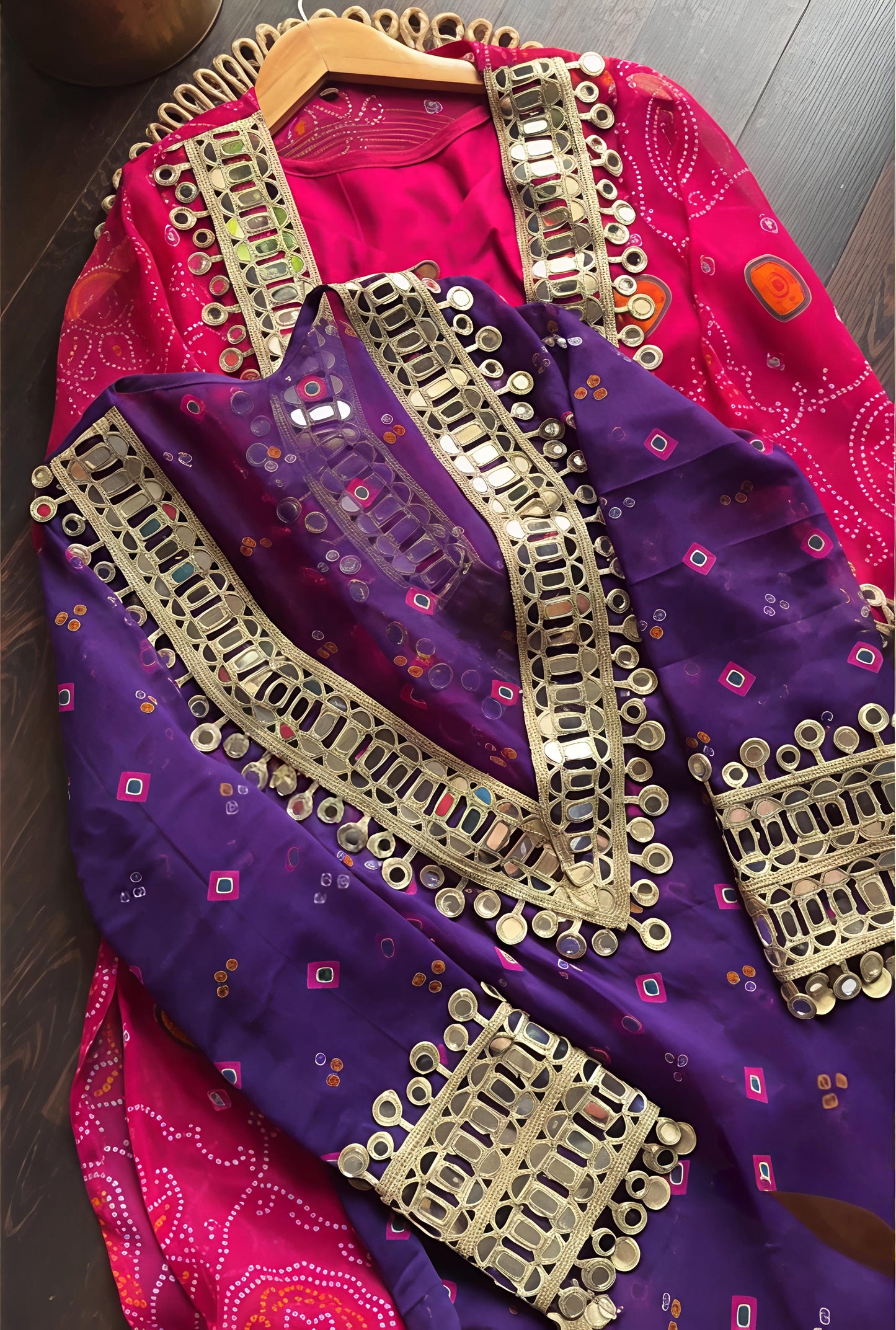 Velvet Charm Embroidered Kurta Set (Purple & Pink) 💜❤️(RD39)