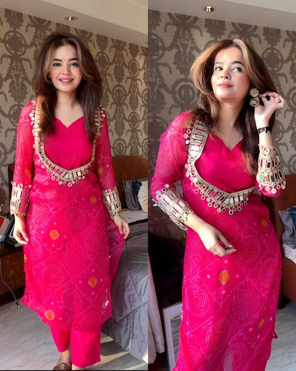 Velvet Charm Embroidered Kurta Set (Purple & Pink) 💜❤️(RD39)