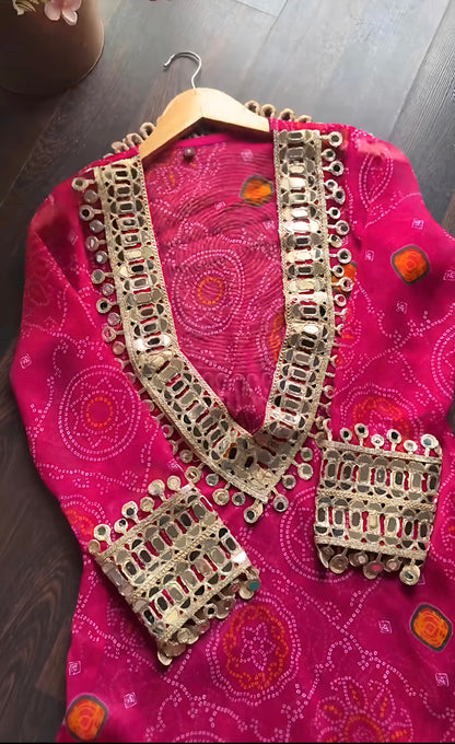 Velvet Charm Embroidered Kurta Set (Purple & Pink) 💜❤️(RD39)