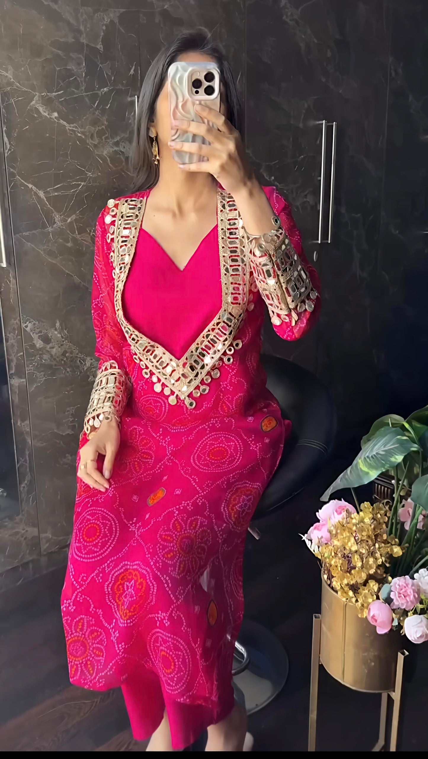 Velvet Charm Embroidered Kurta Set (Purple & Pink) 💜❤️(RD39)