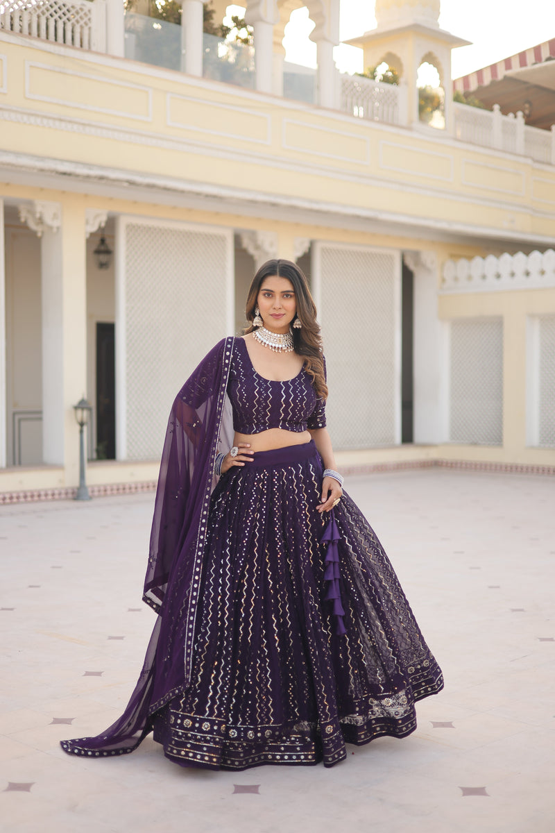 Tilton Designer Lehenga collection Made with Faux Blooming With Sequins And thread Embroidered work Lehenga Choli with Dupatta