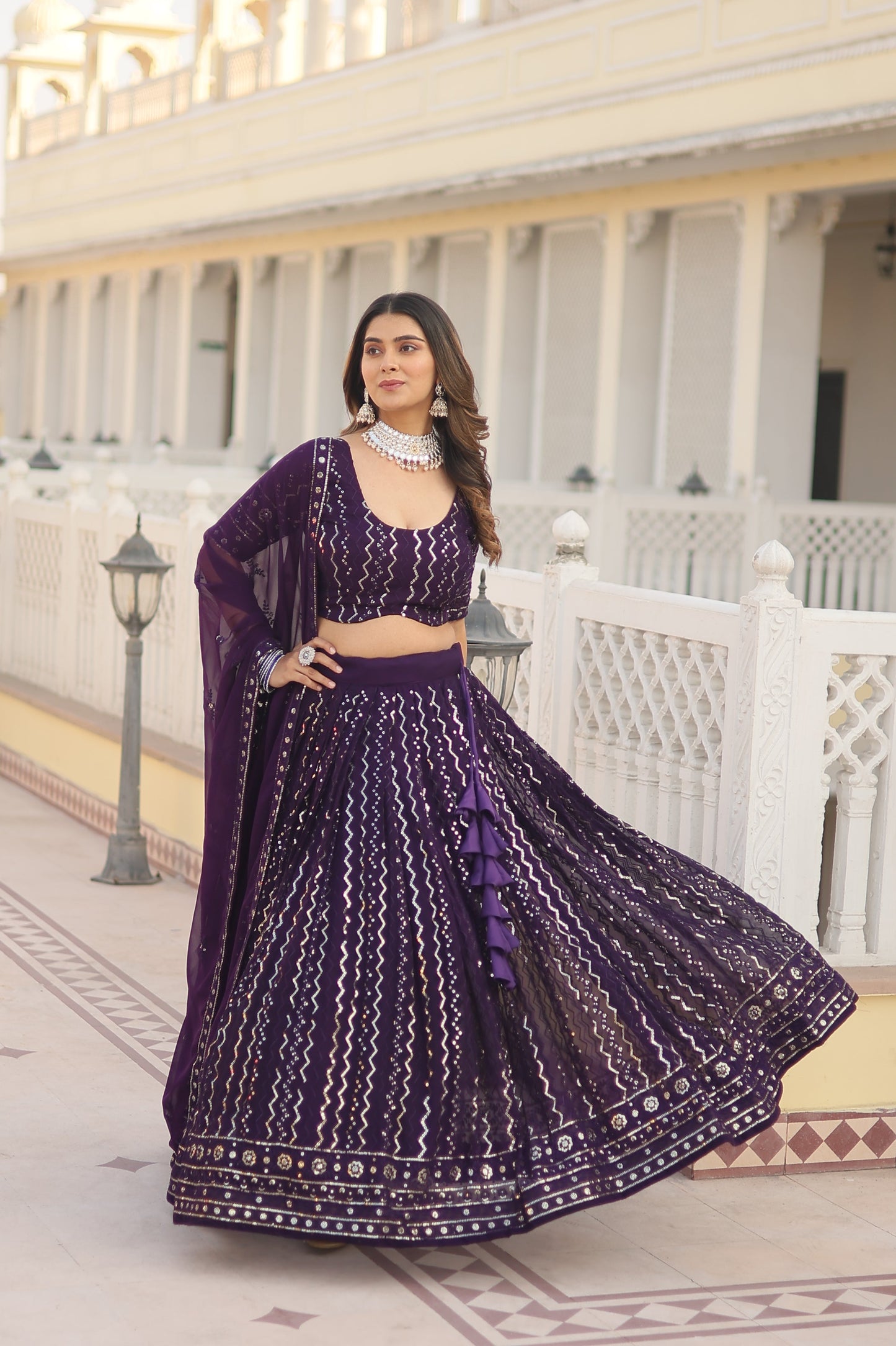 Tilton Designer Lehenga collection Made with Faux Blooming With Sequins And thread Embroidered work Lehenga Choli with Dupatta