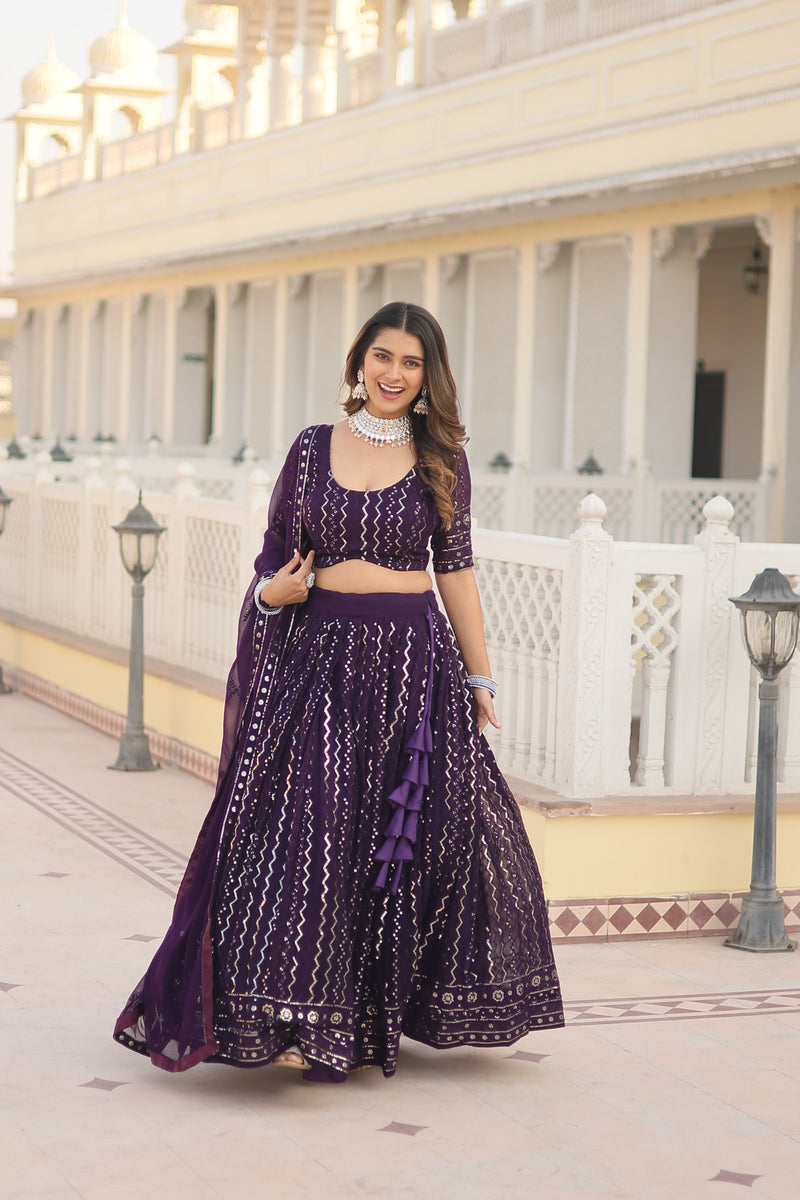 Tilton Designer Lehenga collection Made with Faux Blooming With Sequins And thread Embroidered work Lehenga Choli with Dupatta