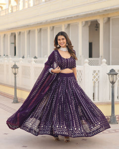 Tilton Designer Lehenga collection Made with Faux Blooming With Sequins And thread Embroidered work Lehenga Choli with Dupatta