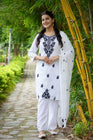 Women's Floral Embroidered Cotton Suit Set with Dupatta (RRRD49)