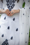 Women's Floral Embroidered Cotton Suit Set with Dupatta (RRRD49)