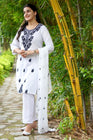 Women's Floral Embroidered Cotton Suit Set with Dupatta (RRRD49)