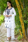 Women's Floral Embroidered Cotton Suit Set with Dupatta (RRRD49)