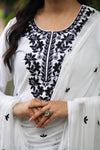 Women's Floral Embroidered Cotton Suit Set with Dupatta (RRRD49)