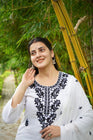 Women's Floral Embroidered Cotton Suit Set with Dupatta (RRRD49)
