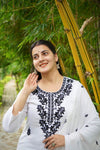 Women's Floral Embroidered Cotton Suit Set with Dupatta (RRRD49)