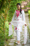 Women's Floral Embroidered Cotton Suit Set with Dupatta (RRRD49)