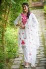 Women's Floral Embroidered Cotton Suit Set with Dupatta (RRRD49)