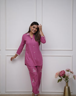 Look stylish and trendy walk in comfort with our new co-rd set with beautiful embroidery detailing