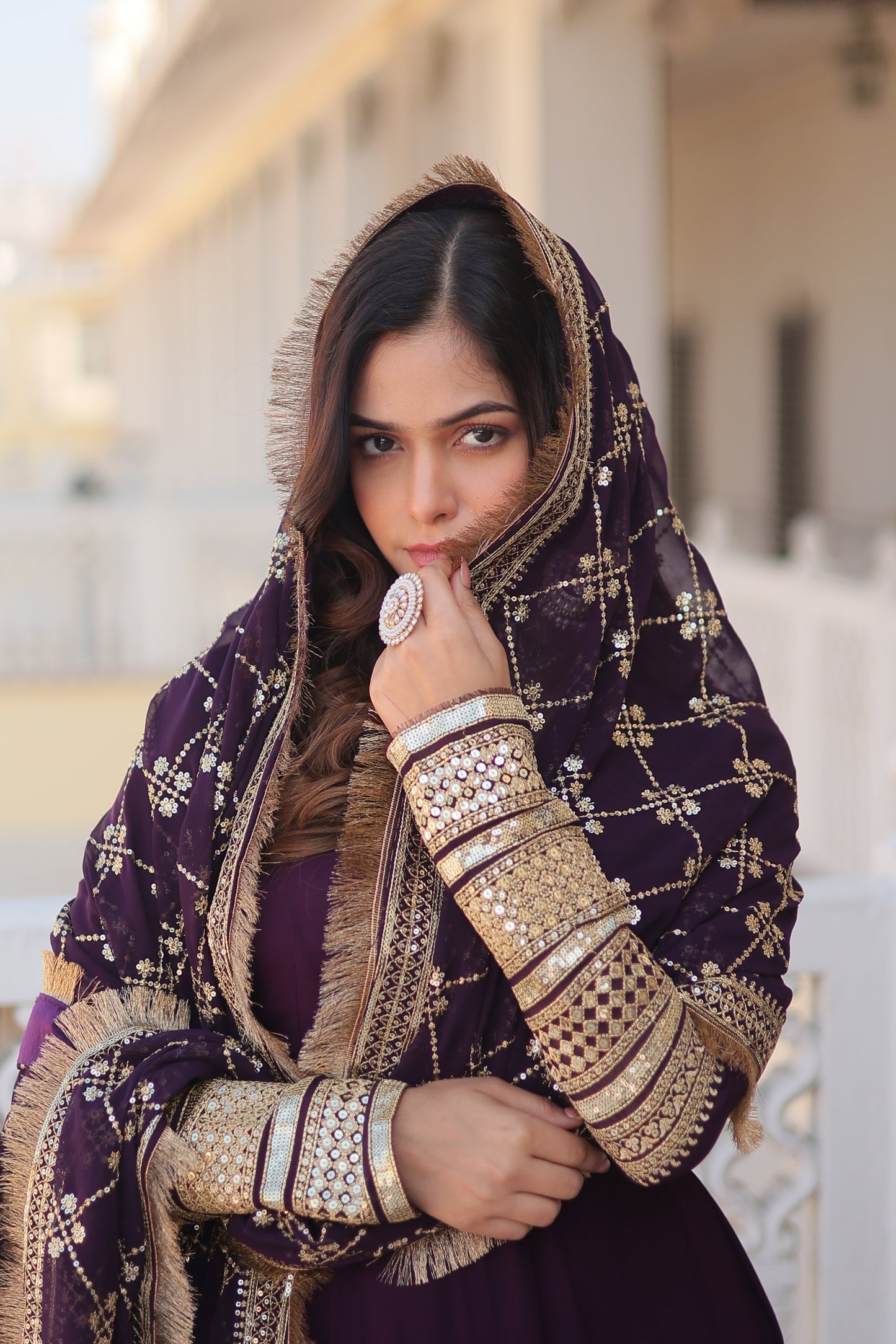 Faux Blooming Gown with Dupatta With Attractive Embroidered Sequins work with Lace Border (WDN22)