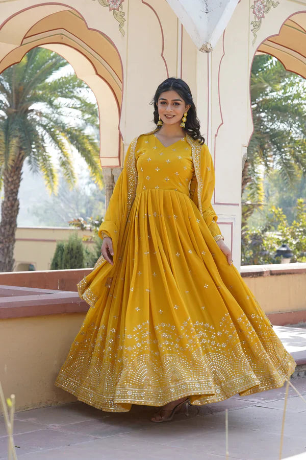 WOMENSAVTAR BEAUTIFUL STYLISH DESIGNER GOWN WITH DUPATTA SET