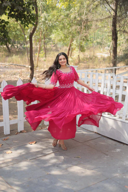 FESTIVAL SPECIAL BEADS EMBROIDERY WORK GOWN(WD47)