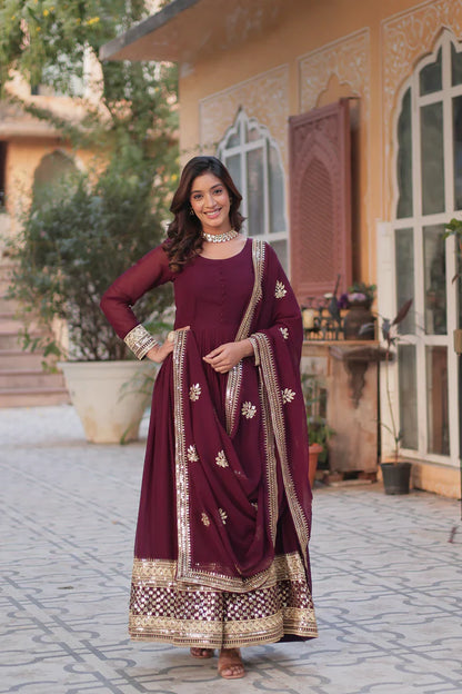 WEDDING SPECIAL FAUX BLOOMING EMBRIDERED GOWN WITH DUPATTA(WD52) (01)