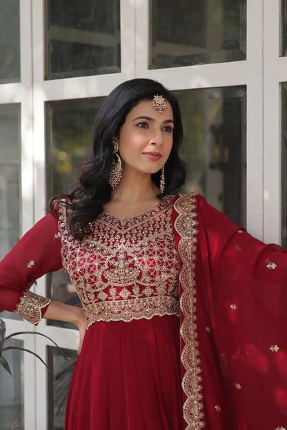 WEDDING SPECIAL BLOOMING EMBROIDERED GOWN WITH DUPATTA(WD125) (01)