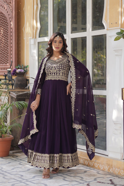 WEDDING SPECIAL BLOOMING EMBROIDERED GOWN WITH DUPATTA (WDN34)