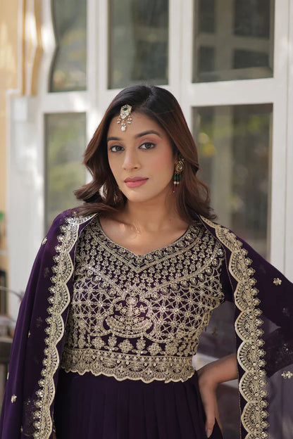 WEDDING SPECIAL BLOOMING EMBROIDERED GOWN WITH DUPATTA(WD125)