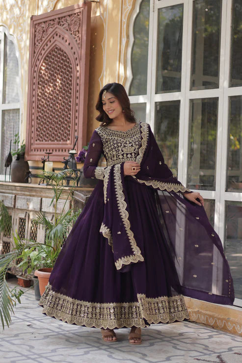 WEDDING SPECIAL BLOOMING EMBROIDERED GOWN WITH DUPATTA(WD125)