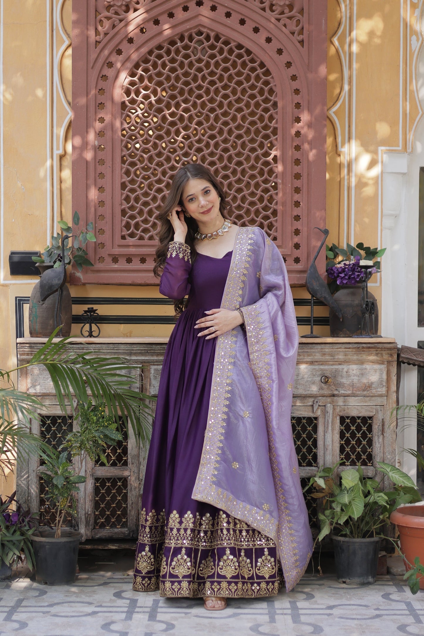 FESTIVAL SPECIAL STAR GEORGETTE EMBROIDERED GOWN WITH DUPATTA (WDN08)