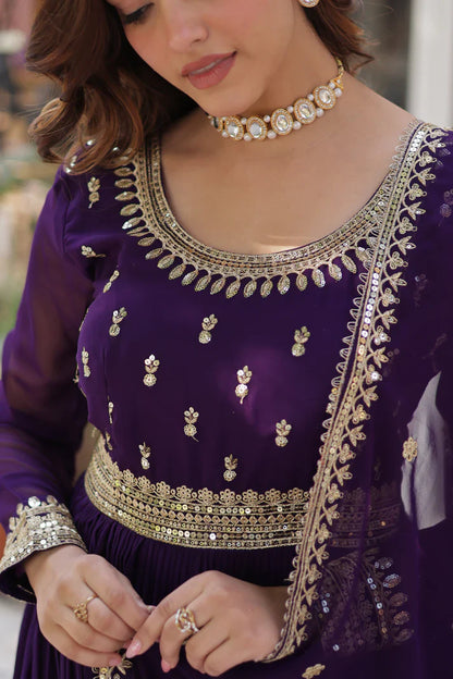 WEDDING SPECIAL FAUX BLOOMING SEQUINS ZARI EMBROIDERED GOWN WITH DUPATTA(WD109) (01)
