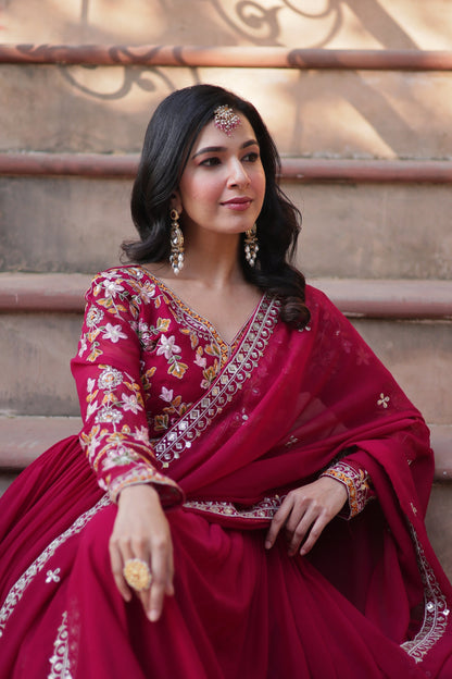 WEDDING SPECIAL FAUX BLOOMING ZARI SEQUINS EMBROIDERED GOWN WITH DUPATTA (WDN06) 0