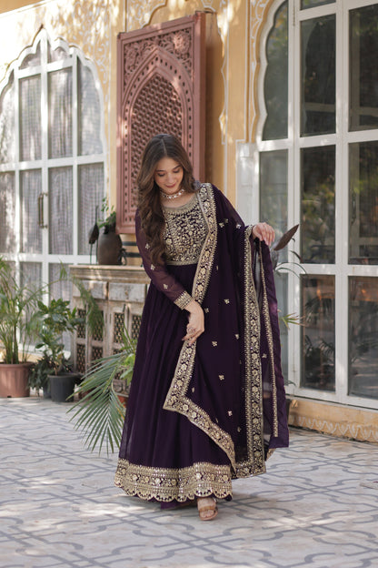 FAUX BLOOMING SEQUANCE EMBROIDERED GOWN WITH DUPATTA (WDN44) 01
