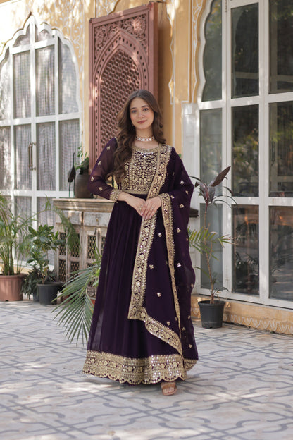 FAUX BLOOMING SEQUANCE EMBROIDERED GOWN WITH DUPATTA (WDN44) 01