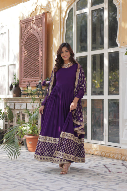 BLOOMING GEROGETTE SEQUANCE EMBROIDERY GOWN WITH DUPATTA (WDN41) 01