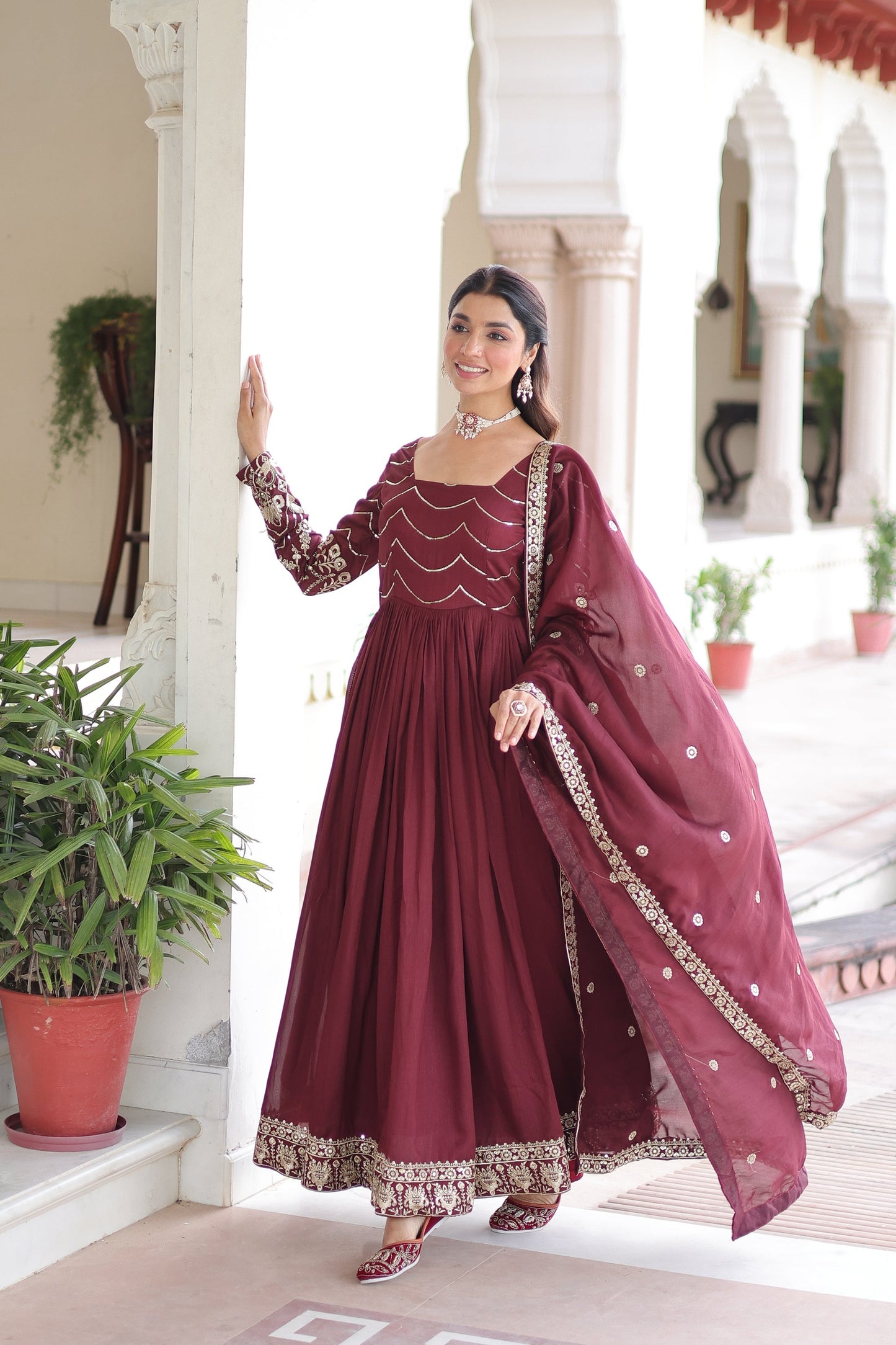 VICHITRA SILK RICH SEQUINS EMBROIDERED GOWN WITH DUPATTA (WDN05)