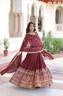 VICHITRA SILK HEAVY SEQUINS AND TREAD EMBROIDERED LEHENGA CHOLI WITH DUPATTA (WDN87) 01