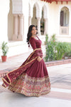 VICHITRA SILK HEAVY SEQUINS AND TREAD EMBROIDERED LEHENGA CHOLI WITH DUPATTA (WDN87) 01