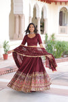 VICHITRA SILK HEAVY SEQUINS AND TREAD EMBROIDERED LEHENGA CHOLI WITH DUPATTA (WDN87) 01