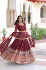 VICHITRA SILK HEAVY SEQUINS AND TREAD EMBROIDERED LEHENGA CHOLI WITH DUPATTA (WDN87) 01
