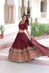VICHITRA SILK HEAVY SEQUINS AND TREAD EMBROIDERED LEHENGA CHOLI WITH DUPATTA (WDN87) 01