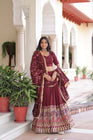 VICHITRA SILK HEAVY SEQUINS AND TREAD EMBROIDERED LEHENGA CHOLI WITH DUPATTA (WDN87) 01