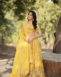 Tilton Designer Dyeable Pure Viscose Jacquard fabric Lehenga Choli & Dupatta Set