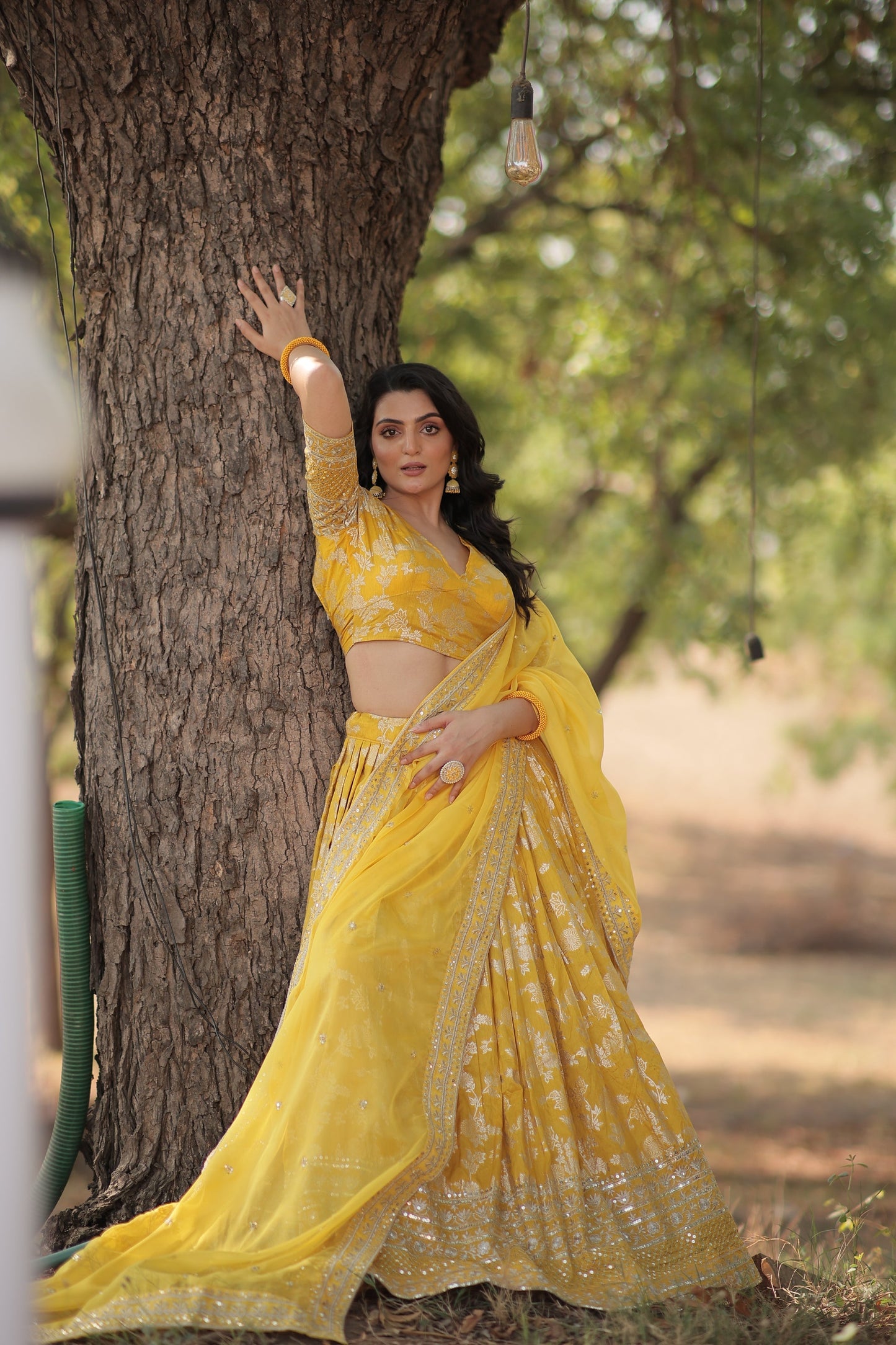 Designer Dyeable Pure Viscose Jacquard fabric Lehenga Choli & Dupatta Set (WDN104)