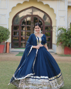 Tilton Rama Coloured Georgette with Sequence Work Woman Designer Party wear Lehenga Choli with Dupatta.