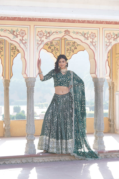 TILTON GEORGETTE FLARED LEHENGA CHOLI WITH SEQUINS AND EMBROIDERED WORK