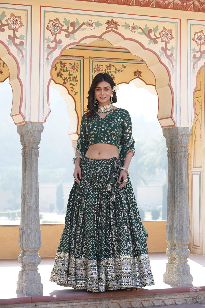 TILTON GEORGETTE FLARED LEHENGA CHOLI WITH SEQUINS AND EMBROIDERED WORK