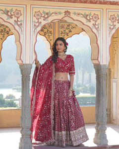 TILTON GEORGETTE FLARED LEHENGA CHOLI WITH SEQUINS AND EMBROIDERED WORK
