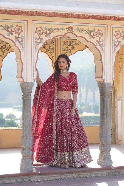 TILTON GEORGETTE FLARED LEHENGA CHOLI WITH SEQUINS AND EMBROIDERED WORK