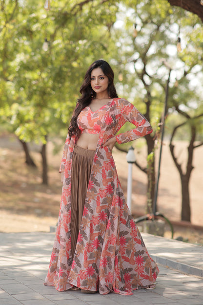 TILTON ELEGANCE FLORAL PRINT STRUG WITH LEHENGA CHOLI