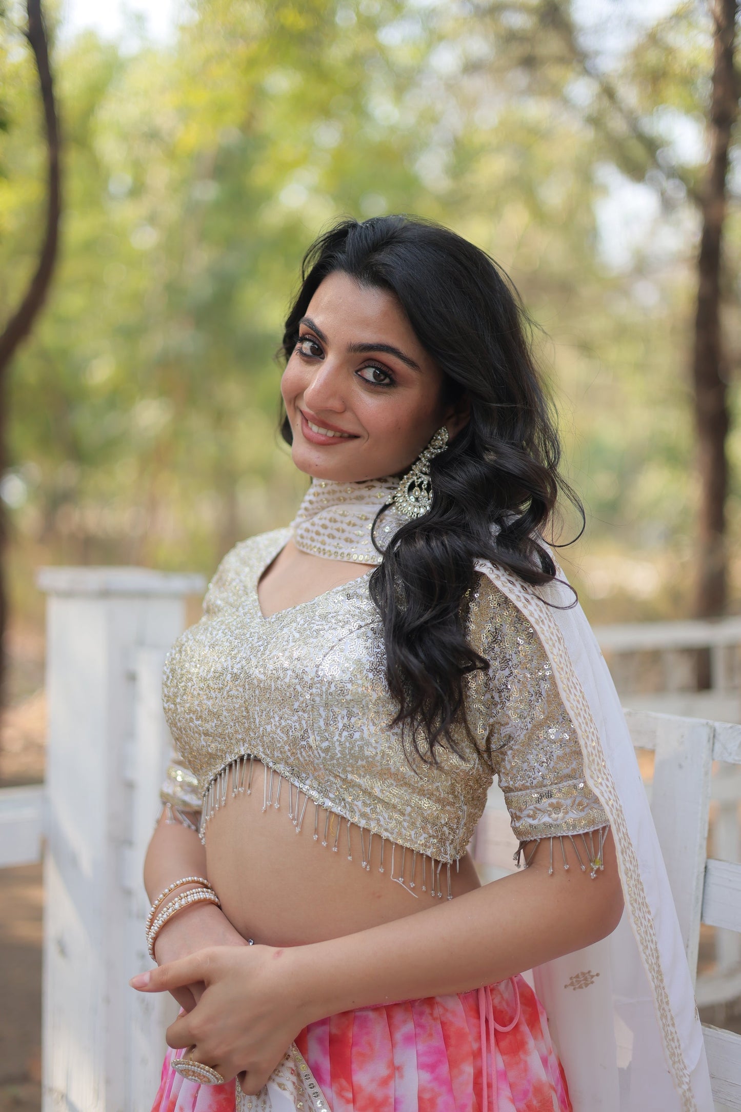 WEDDING SPECIAL FAUX GEORGETTE HEAVY SEQUINS EMBROIDERED LEHENGA CHOLI (WDN113)