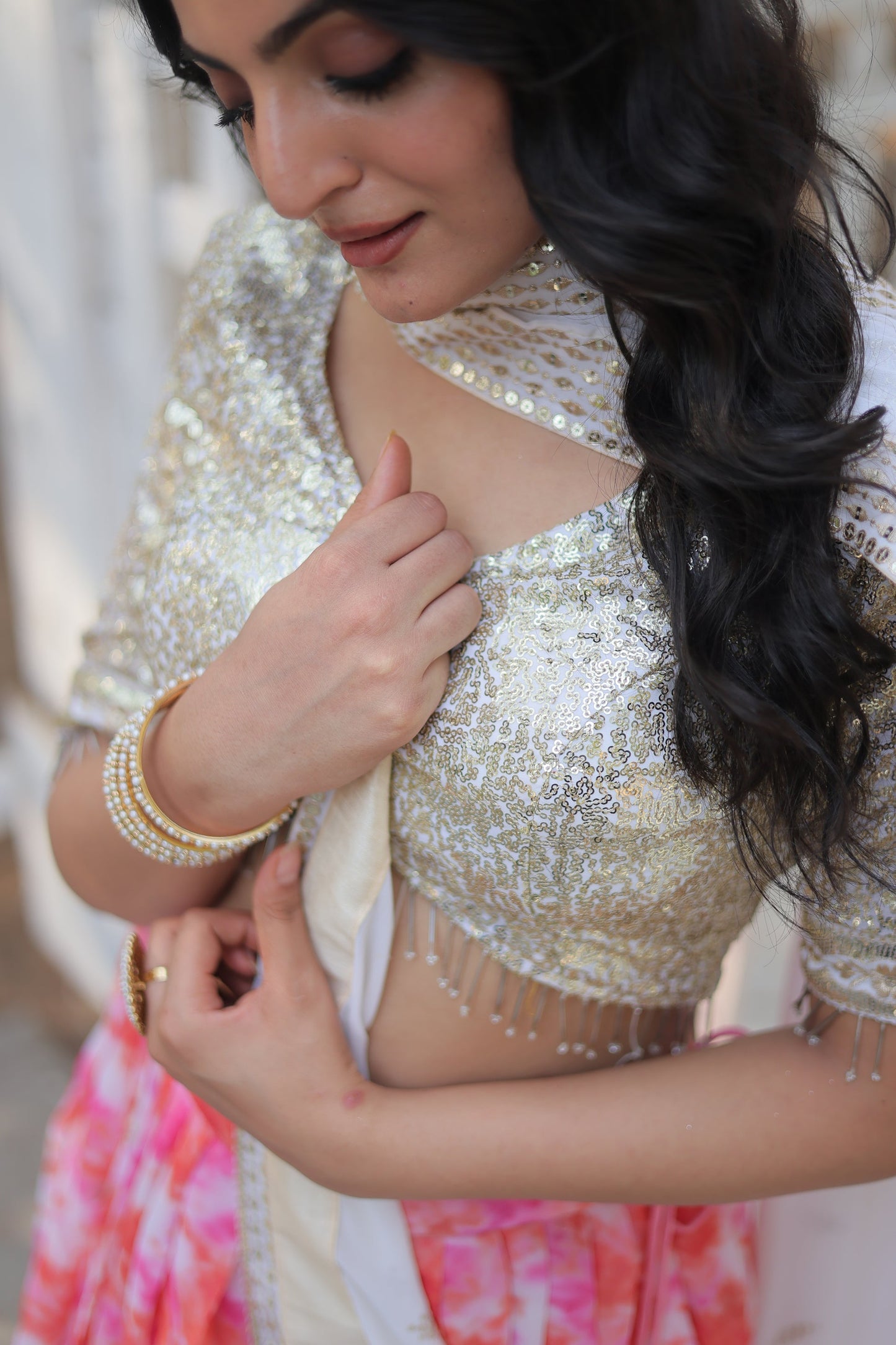 WEDDING SPECIAL FAUX GEORGETTE HEAVY SEQUINS EMBROIDERED LEHENGA CHOLI (WDN113)